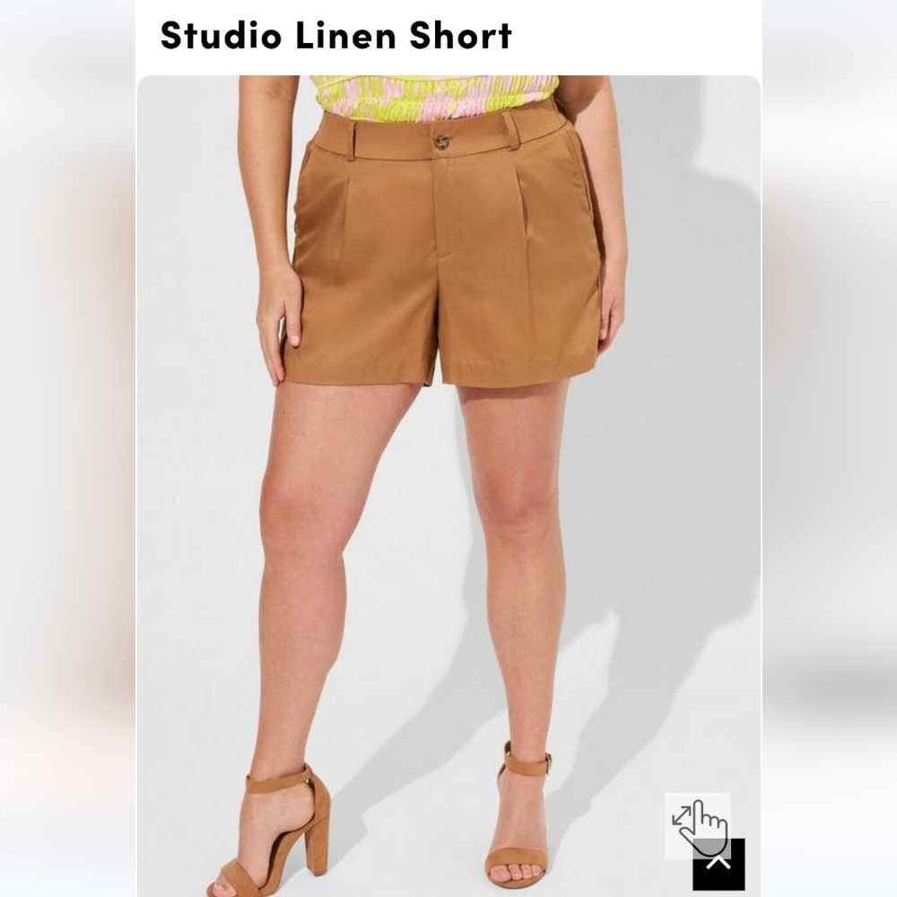 Torrid Studio Linen Blend High-Rise Shorts in Tobacco Brown NWT Size 26